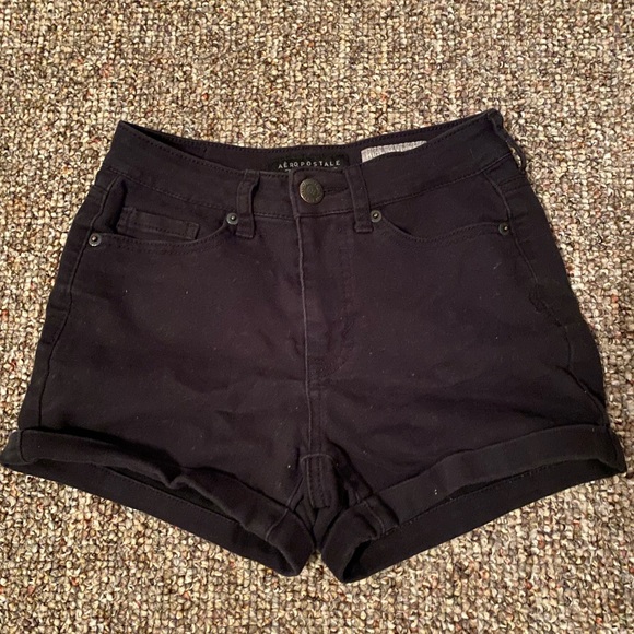 Aeropostale Black High Waisted Midi Jean Shorts - Picture 1 of 3